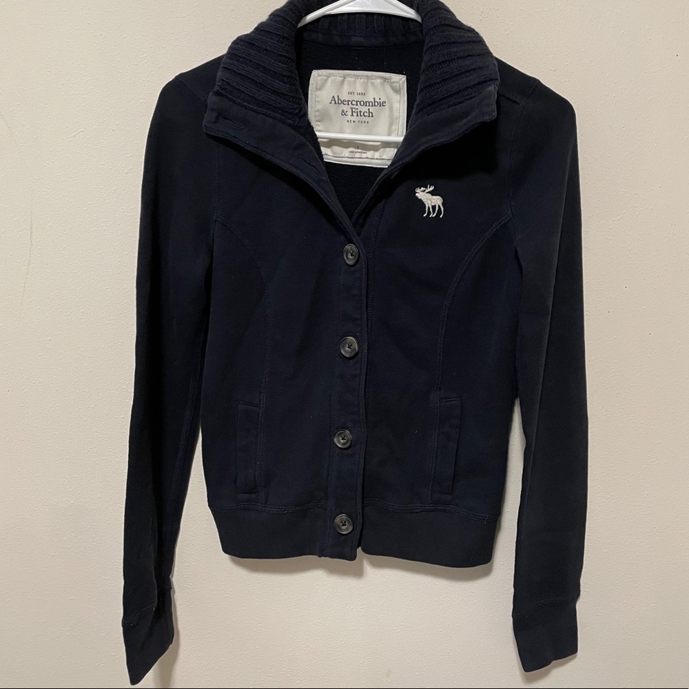 Abercrombie & Fitch Navy Buttoned Sweater Size S